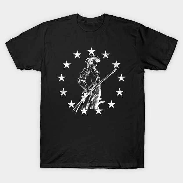 Concord Minuteman Drawing, White T-Shirt by cartogram